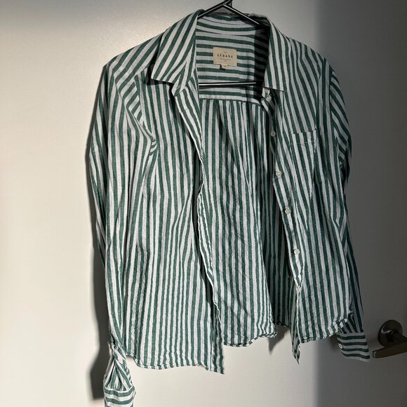 Sezane green striped buttoned shirt - Picture 1 of 4